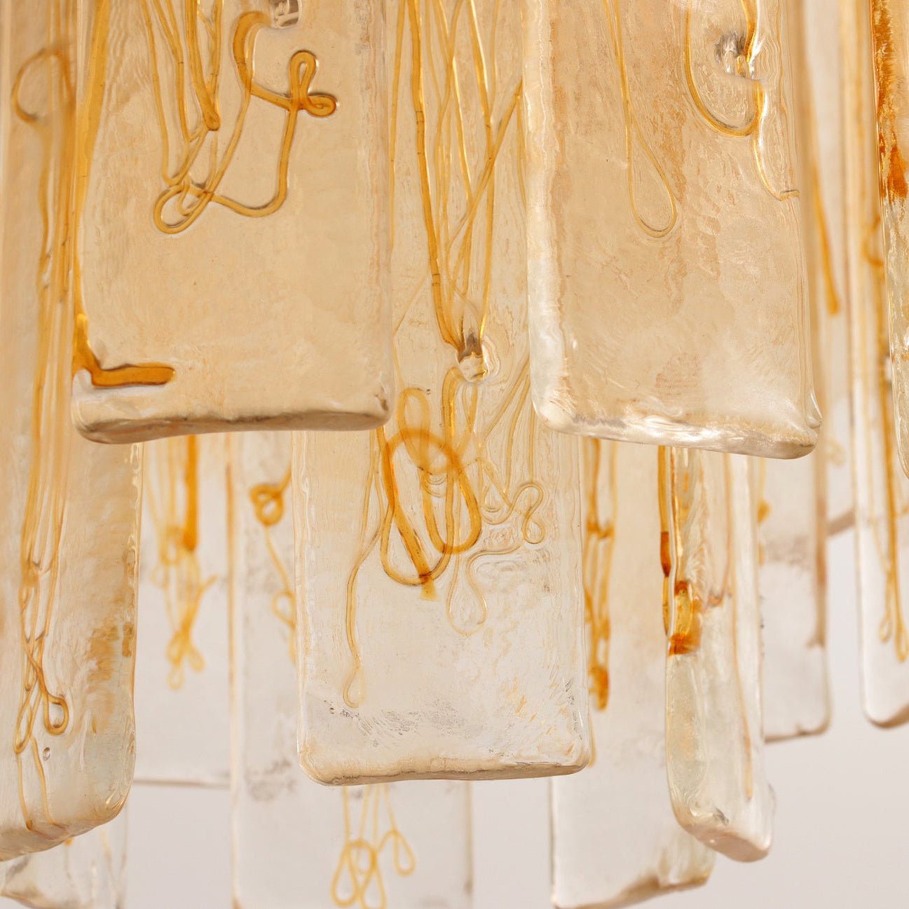 Aurora Chandelier Golden Amber Glass Layered Geometric Luxury - Letslighting