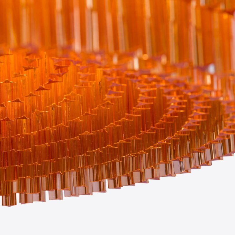 Aurora Chandelier Amber Drum Glass - Letslighting