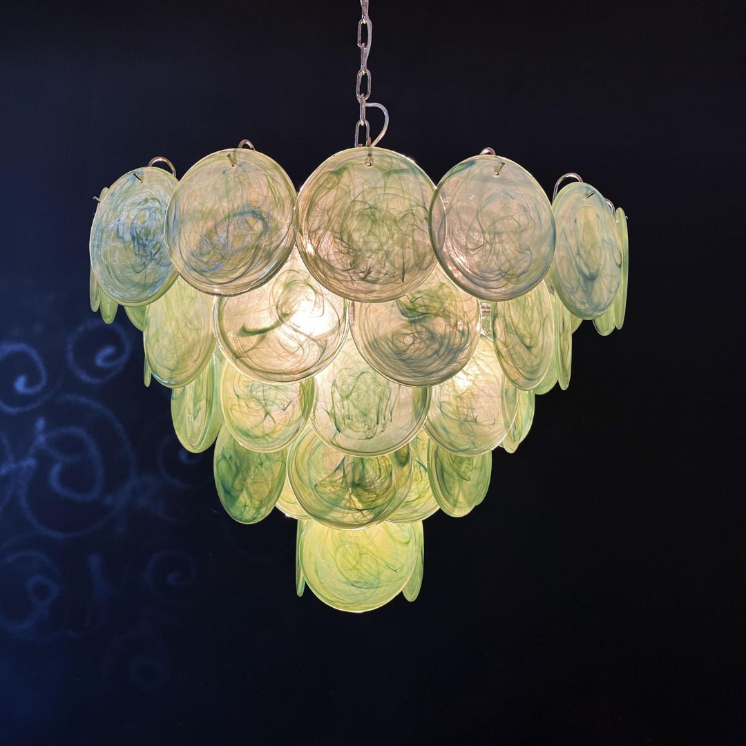 Aurora Chandelier Green Murano Glass Disc - Letslighting