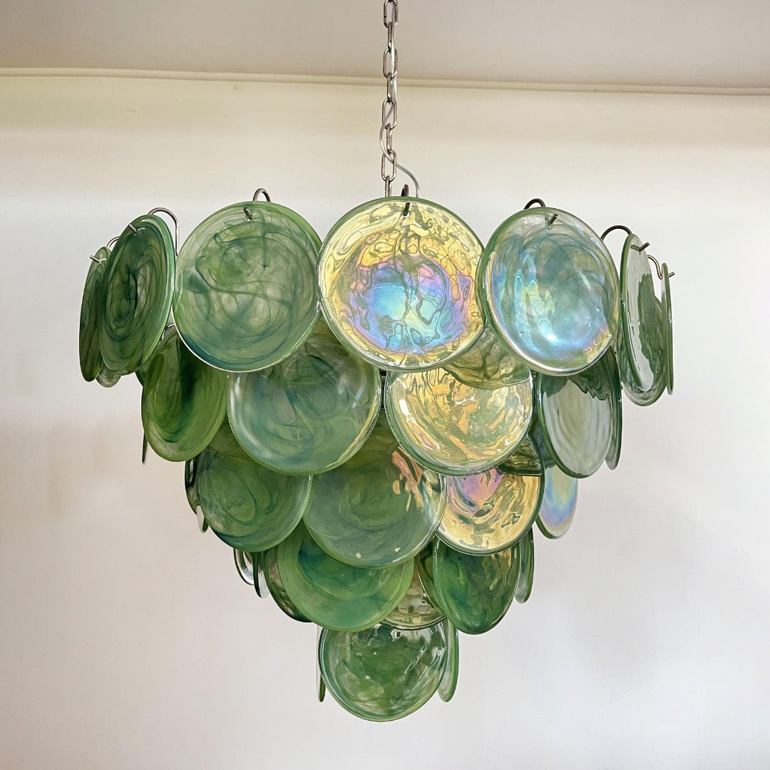 Aurora Chandelier Green Murano Glass Disc - Letslighting