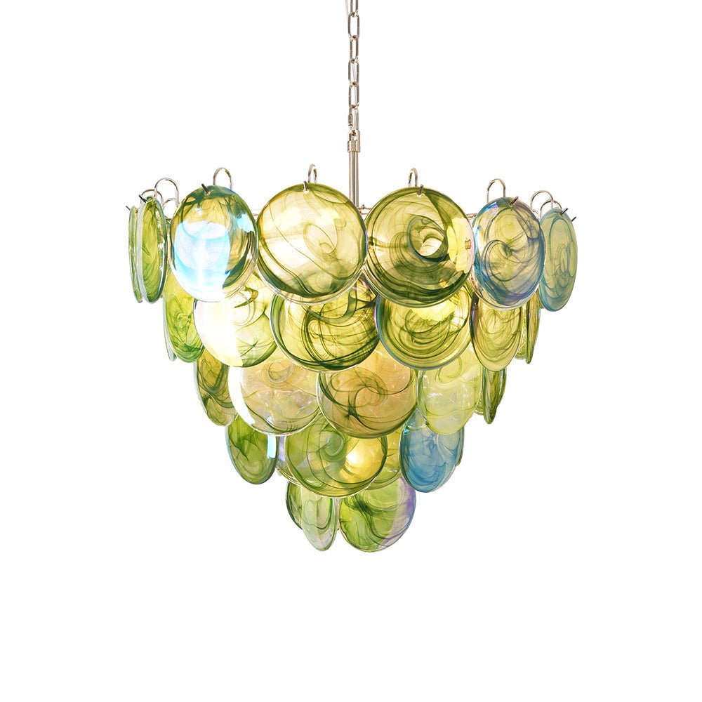 Aurora Chandelier Green Murano Glass Disc - Letslighting