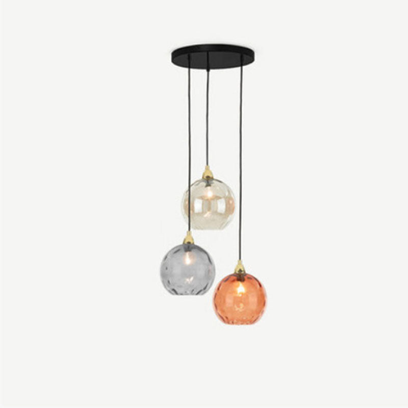 Valentina Suspension Boule Ondulation Nortique Métal/Verre Vert/Gris Salon