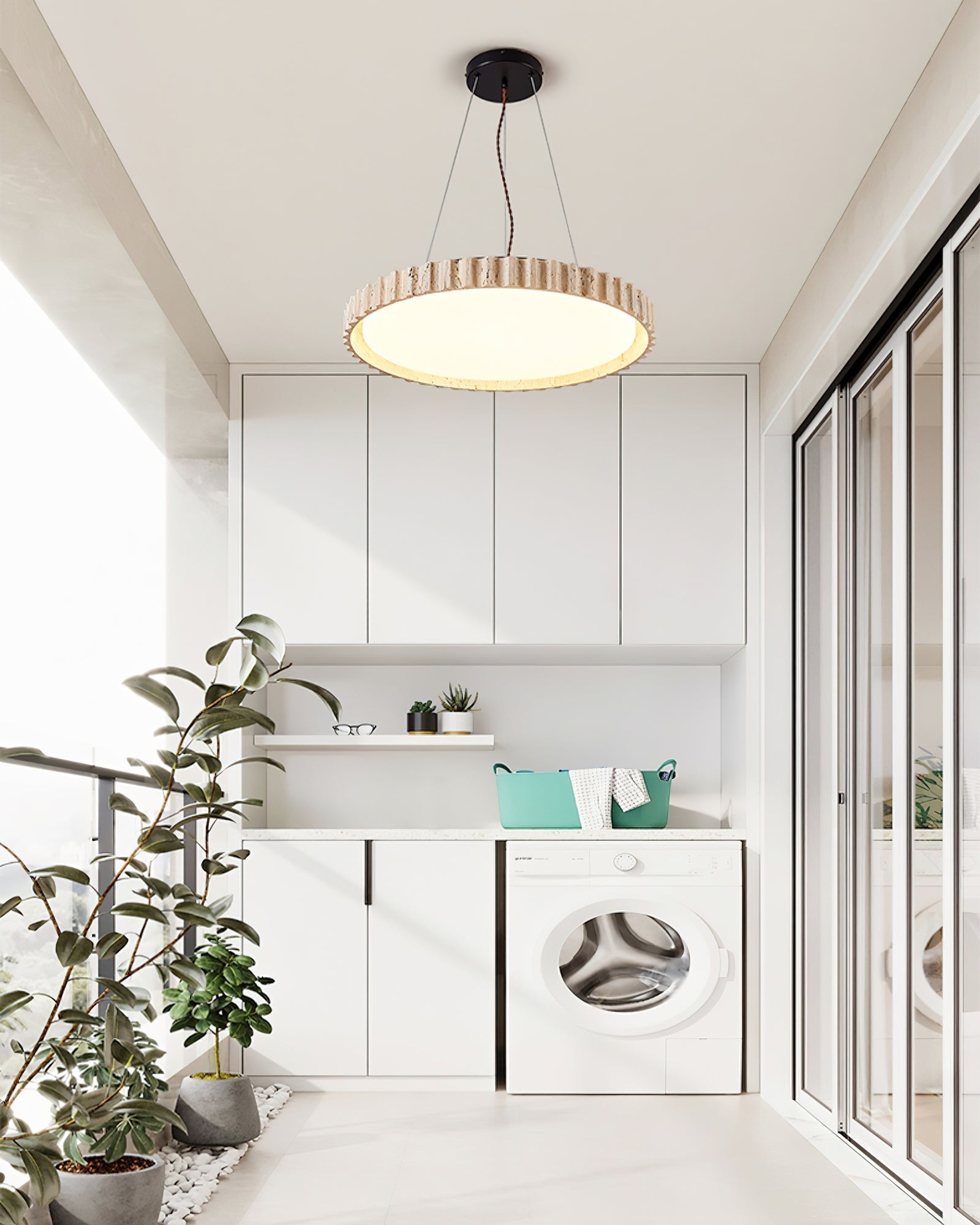 Elvenis Circular Travertine Pendant Light - Letslighting