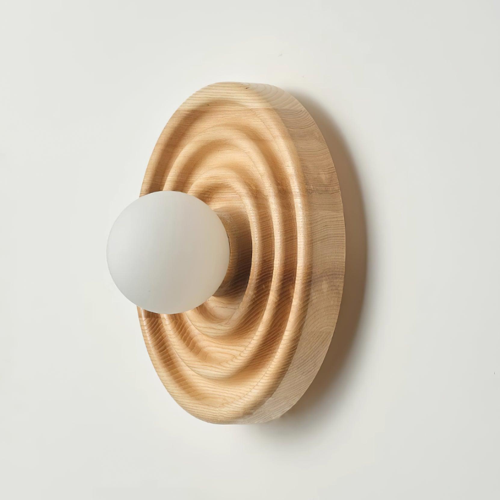Wall Lamp Ripple with Ash Wood Body and Glass Globe Shade - Letslighting