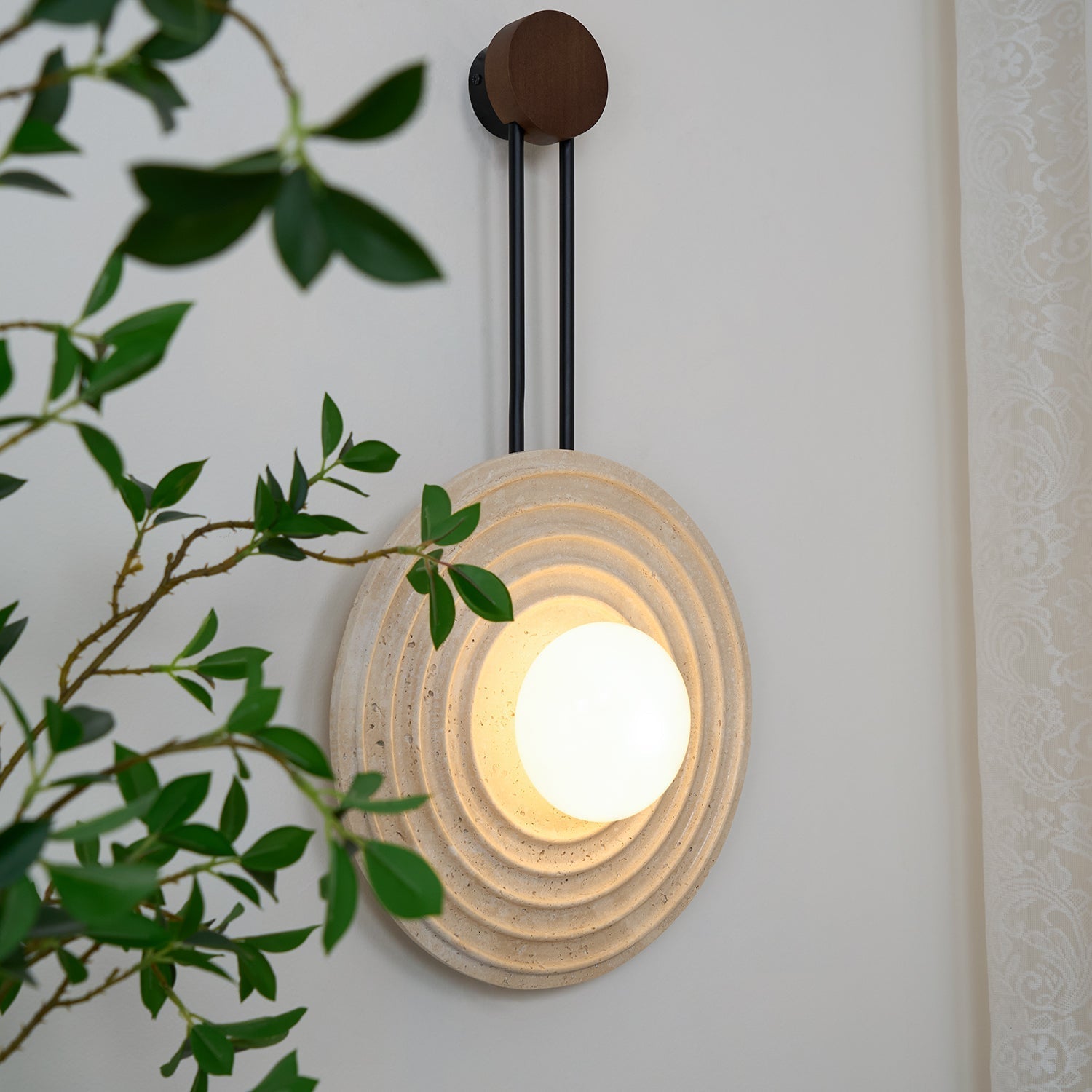Isoror Spiral-Ring Travertine Wall Light - Letslighting