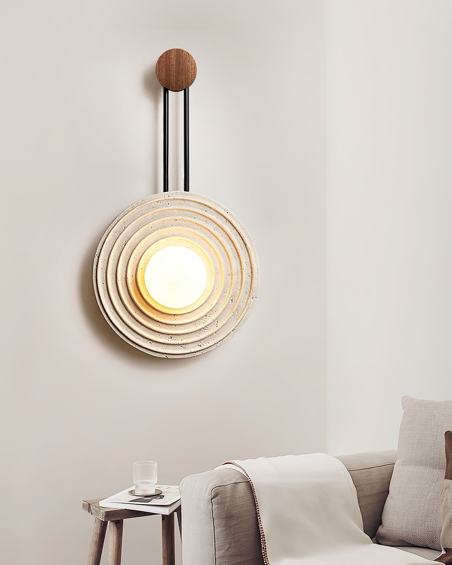 Isoror Spiral-Ring Travertine Wall Light - Letslighting