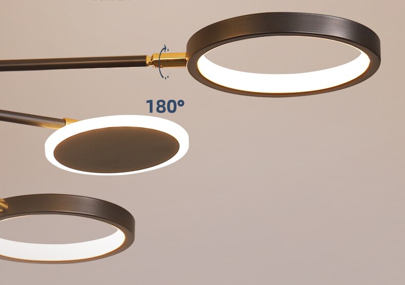 Moderne Suspension Multi Contemporaine, Metal/Acrylique, Noir Mat, Salon