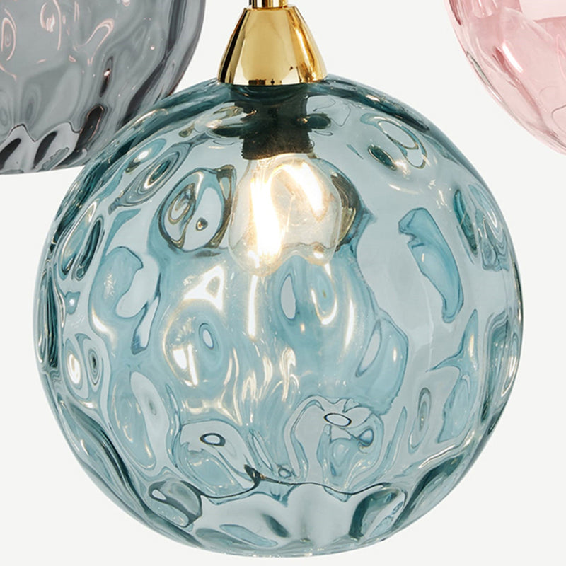 Valentina Suspension Boule Ondulation Nortique Métal/Verre Vert/Gris Salon