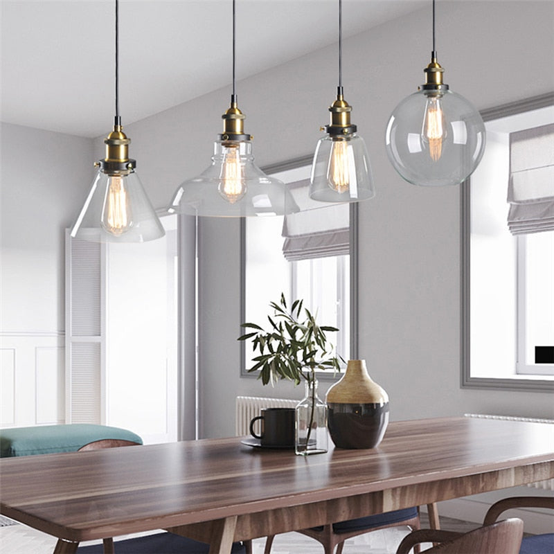 Arisha suspension Industriel en Verre, Clair/Ambre/Gris Fumé