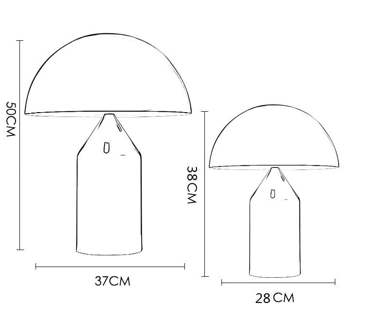 Mira Lampe de Table Champignon Minimaliste, Métal, Noir/Blanc/Or, Chambre