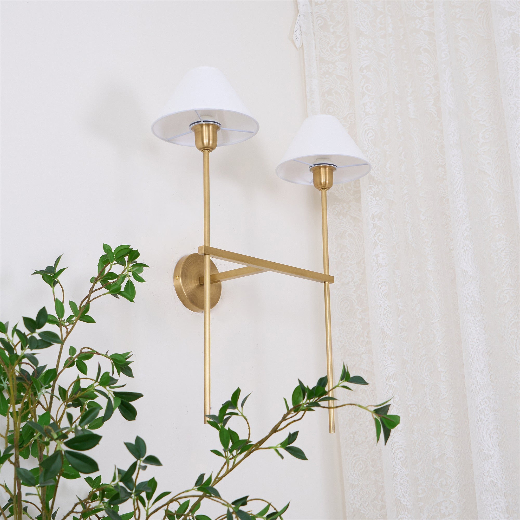 Zosilara Vintage Industrial Brass Fabric Sconce Wall Lamp - Lamp Copper