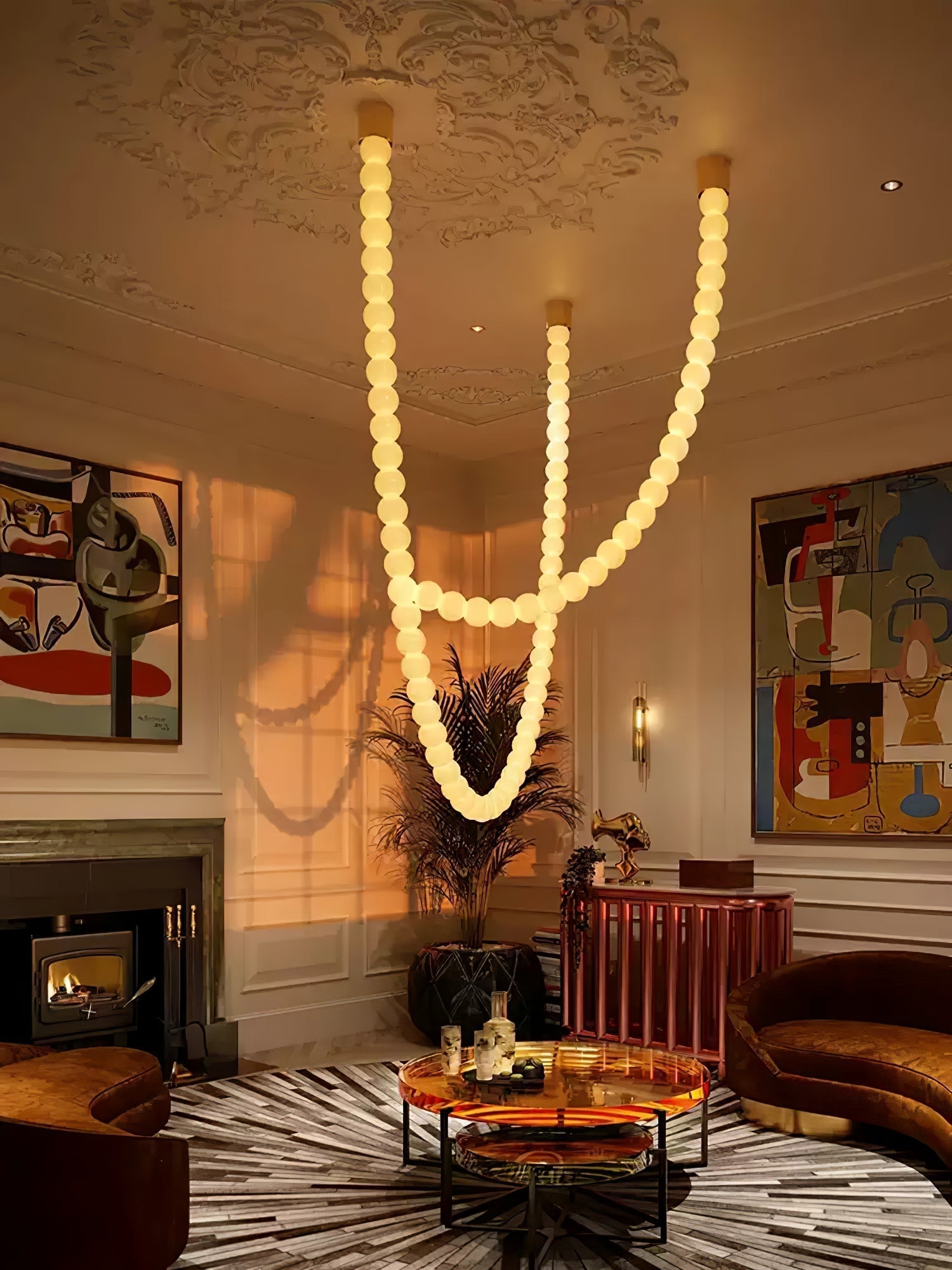 PearlCascade Glass Bead Chandelier - Blowlighting