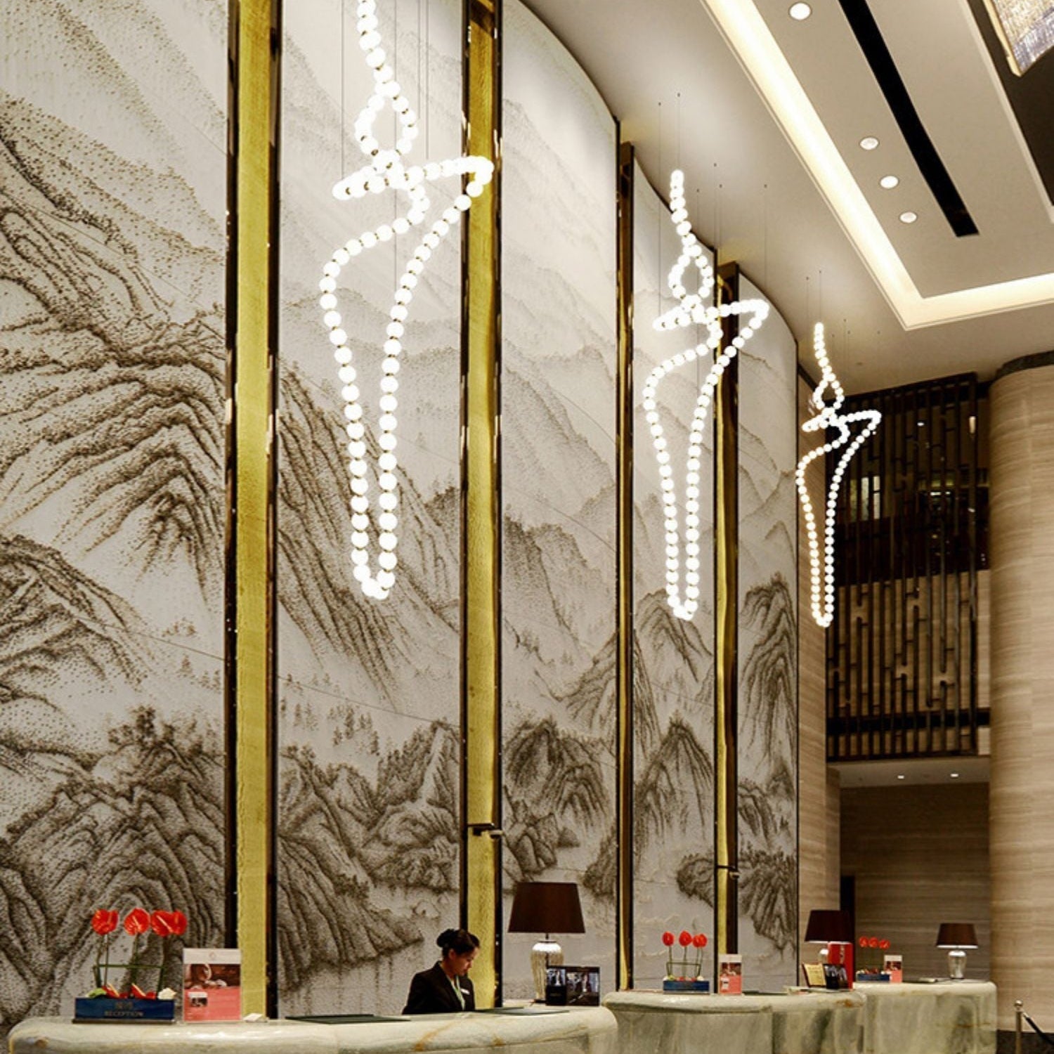 PearlCascade Glass Bead Chandelier - Blowlighting