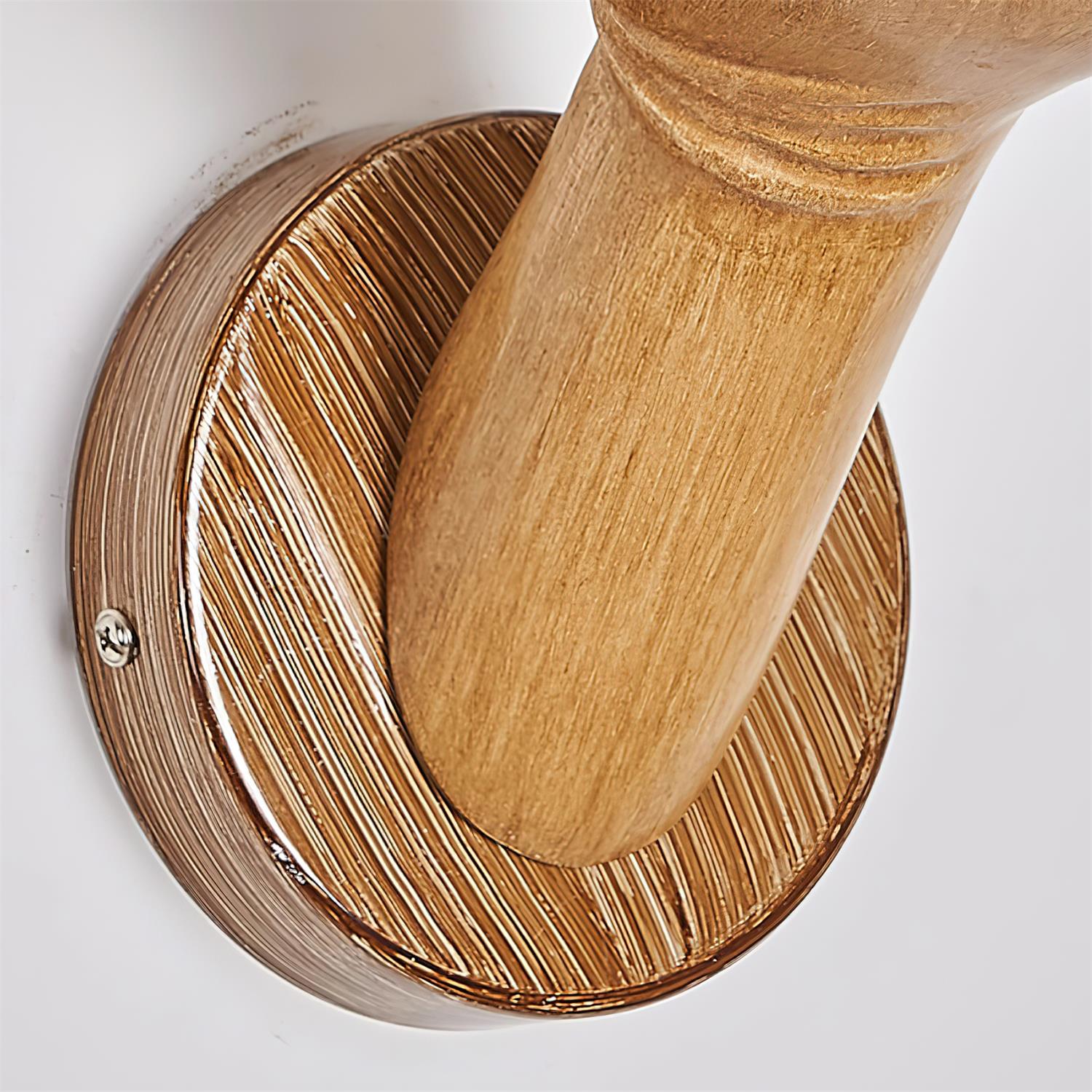 Wall Lamp Polymer Body Hand Shape Globe Shade Wood Grain - Letslighting