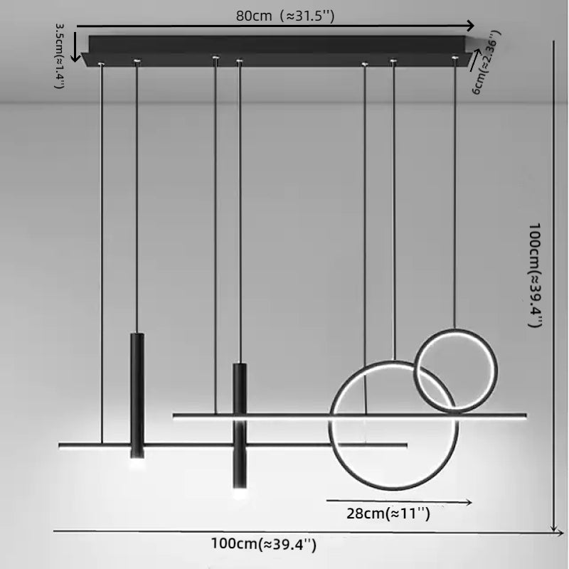 Arisha Suspension Linéaire Moderne, Métal/Acrylique/Gel de Silice, Noir/Doré,Salon