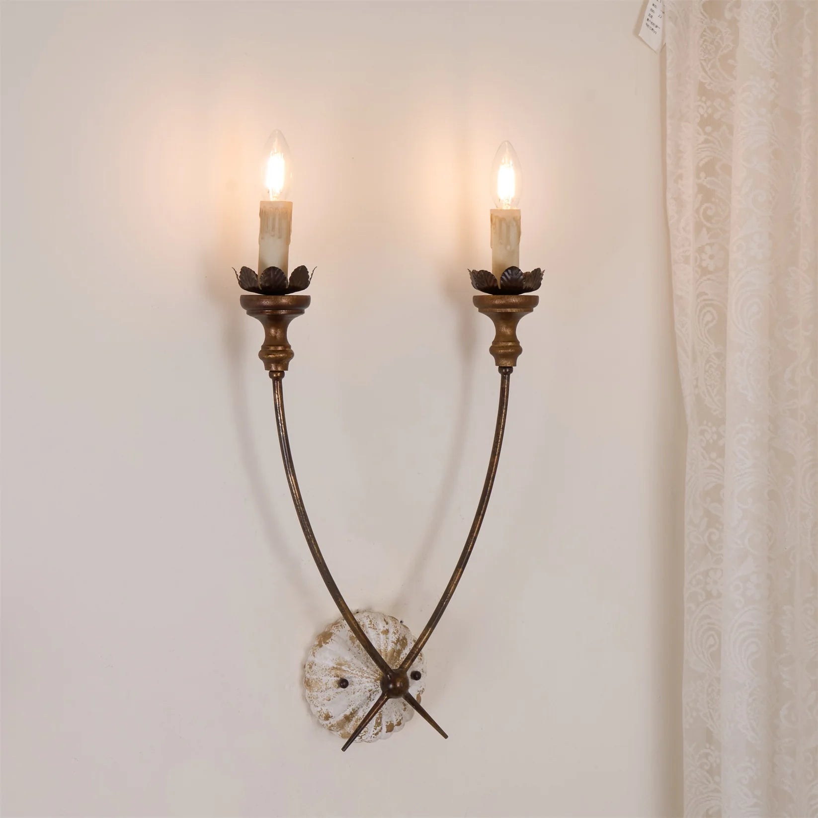Silva Vintage Gold Metal Wood Wall Lamp Dining Room Bedroom