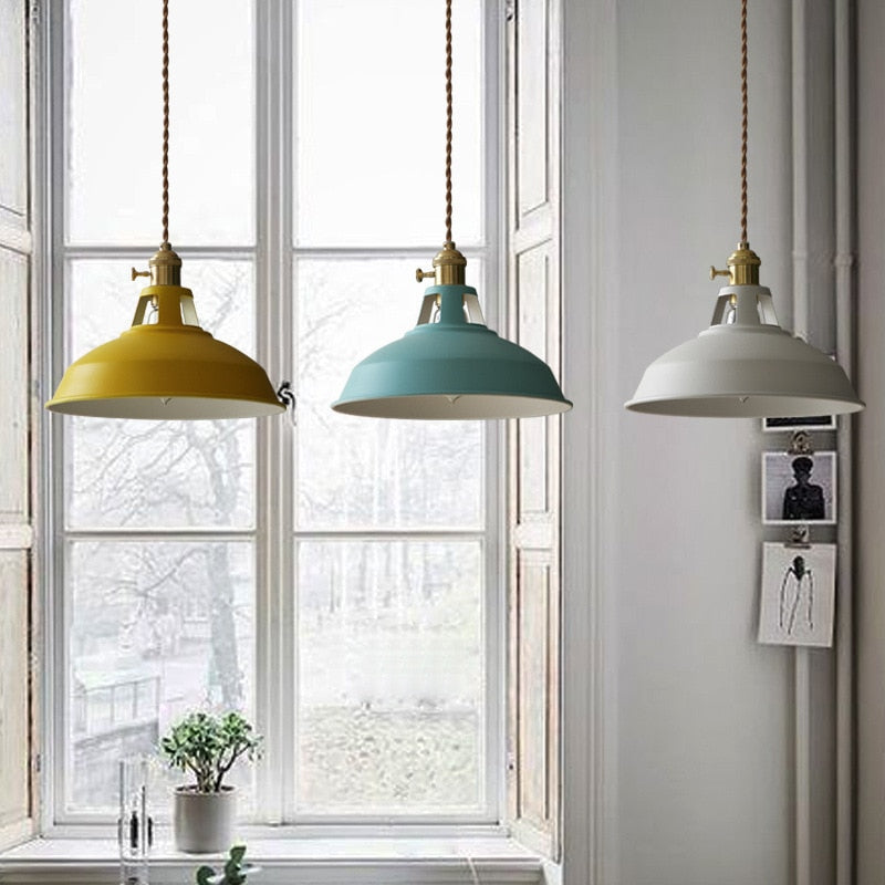 Valentina Lampe Suspension Luminaire Vintage, Métal, Noir/Blanc, Salle à Manger