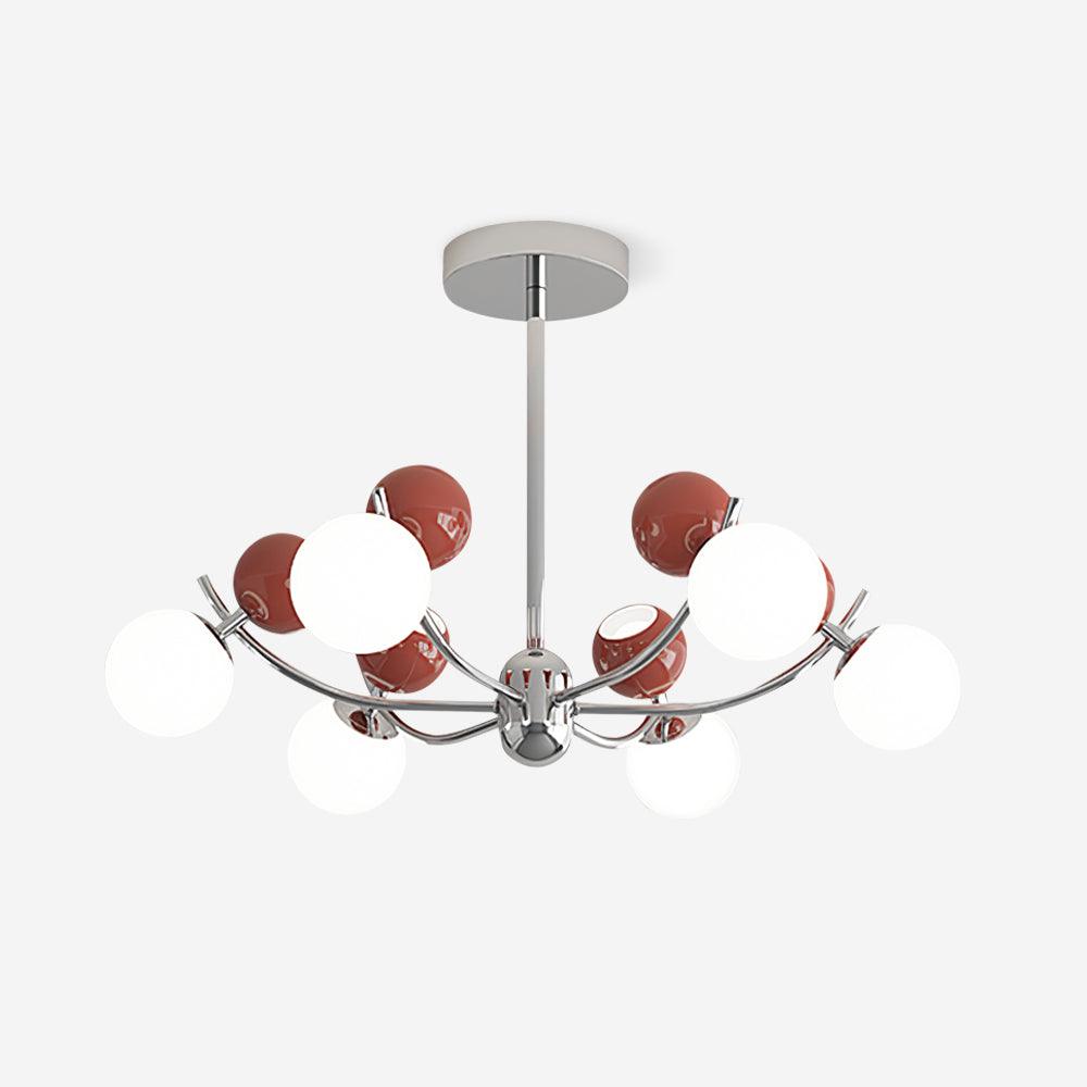 Helio Chandelier Chrome Red Orb Array - Letslighting