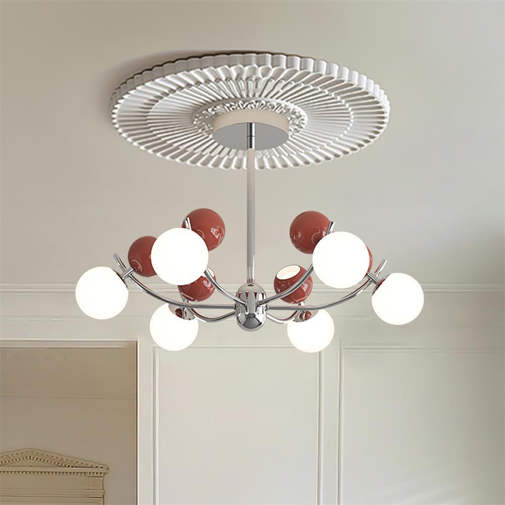Helio Chandelier Chrome Red Orb Array - Letslighting