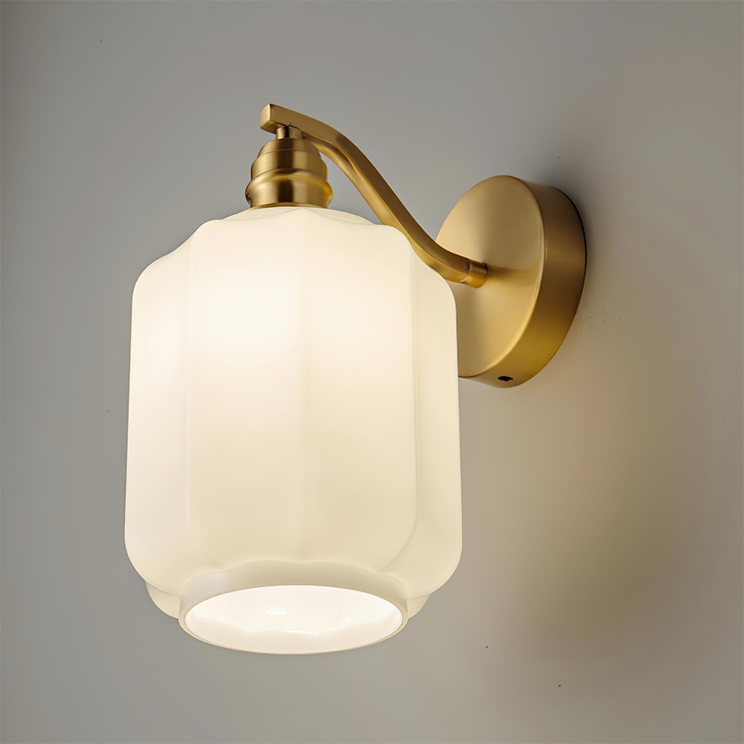 Henry Wall Lamp Plug In Brass Curved Frosted Glass - Letslighting
