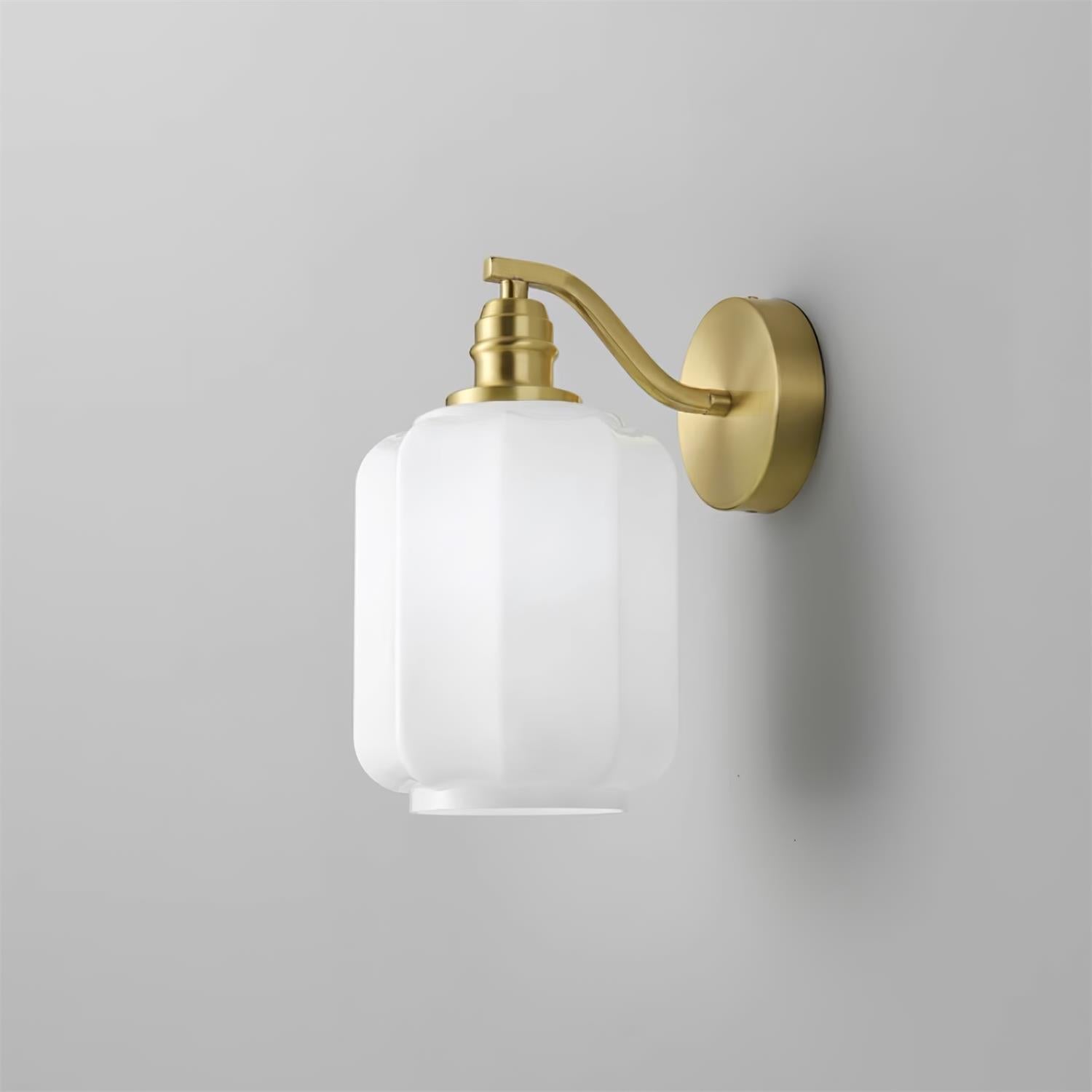 Henry Wall Lamp Plug In Brass Curved Frosted Glass - Letslighting
