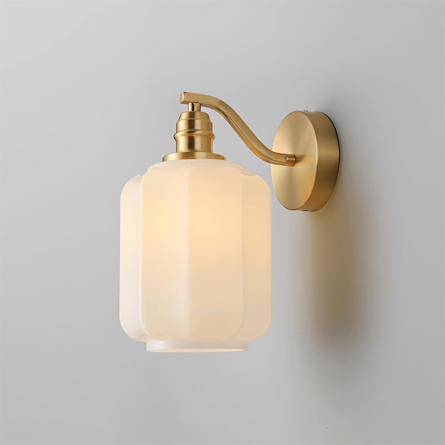 Henry Wall Lamp Plug In Brass Curved Frosted Glass - Letslighting