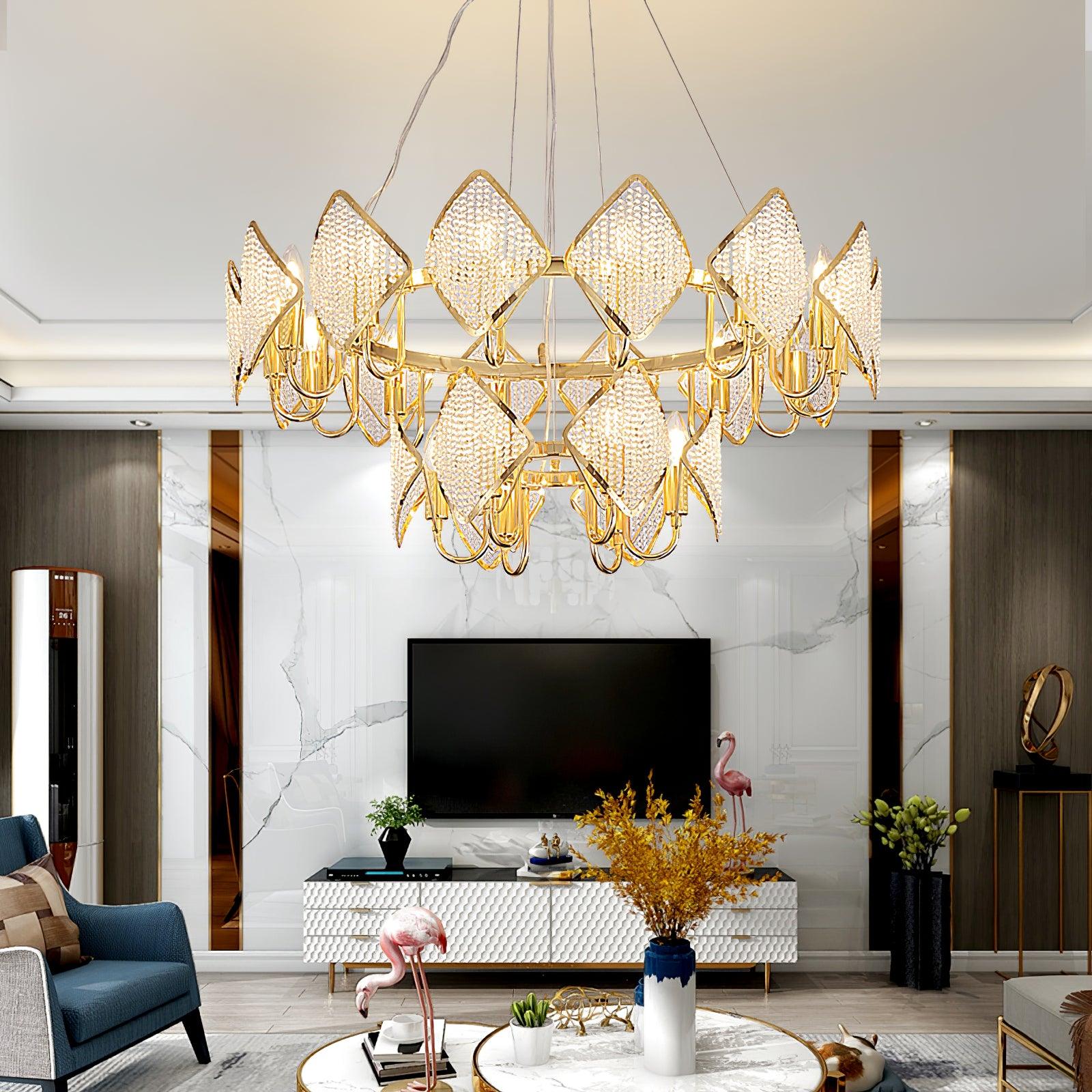 Aurora Chandelier Crystal Leaf Double-Tier - Blowlighting