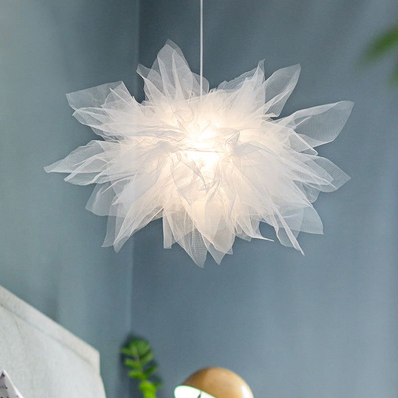 Arisha Suspension Moderne en Forme de Fleur, Tissu, Blanc, Salon/Chambre à Coucher