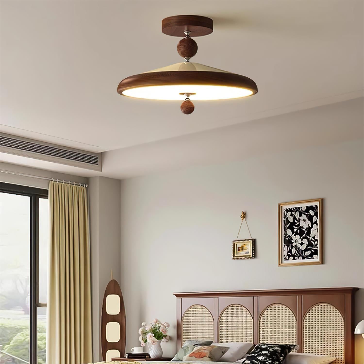 Belano Wooden Frame Round Ceiling Lamp - Letslighting