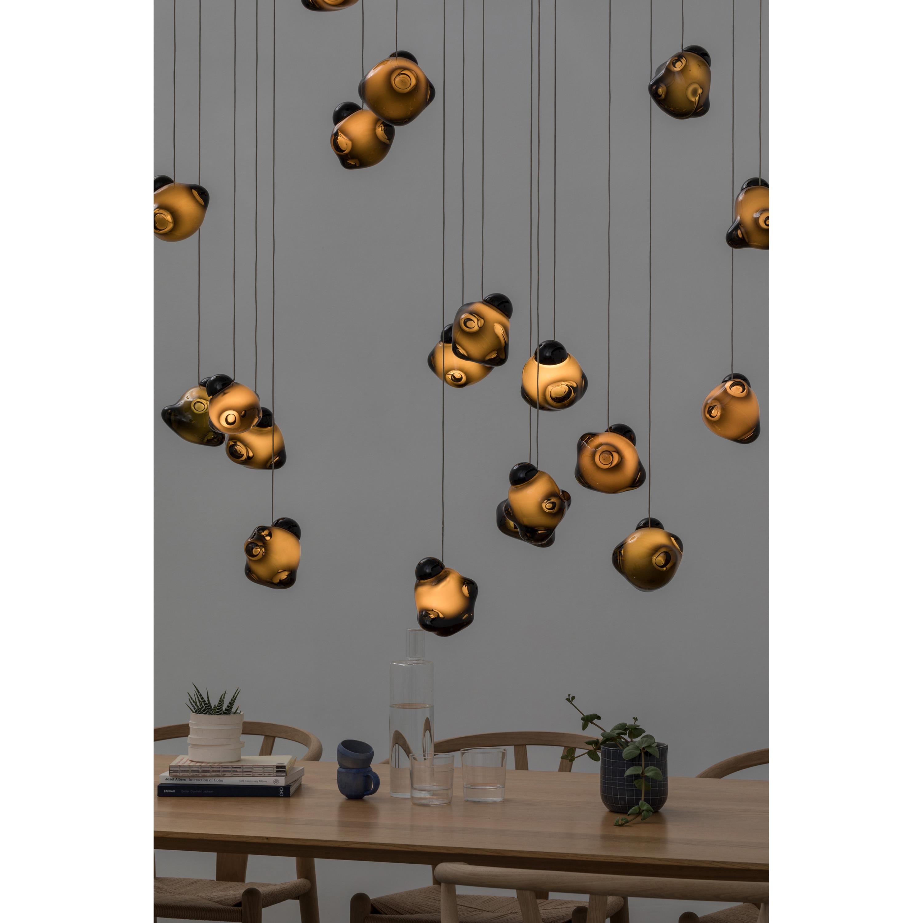 Vasilen Modern Minimalist Ice Pier Black Glass Pendant Lamp - Lamp Copper