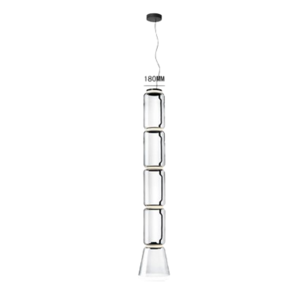Valentina Luminaires Suspensions LED Cylindre Minimalisme Métal/Verre Transparent Salon/Chambre à Coucher