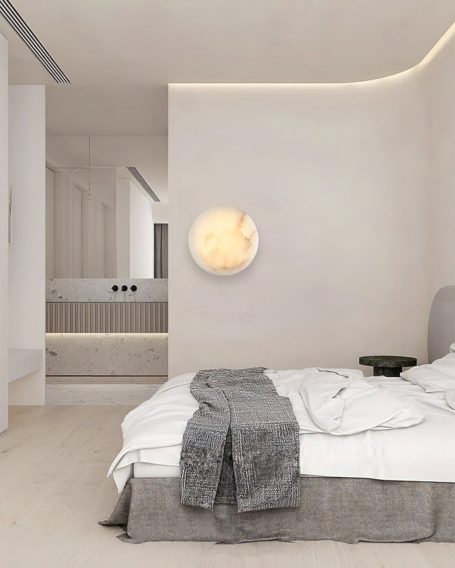 Ilvinan Modern Minimalist Single Alabaster Wall Lamp - Lamp Copper