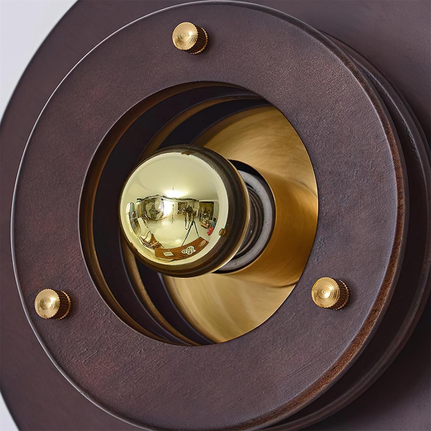 Jaima Wall Lamp Rubber Wood Ring Gold - Letslighting