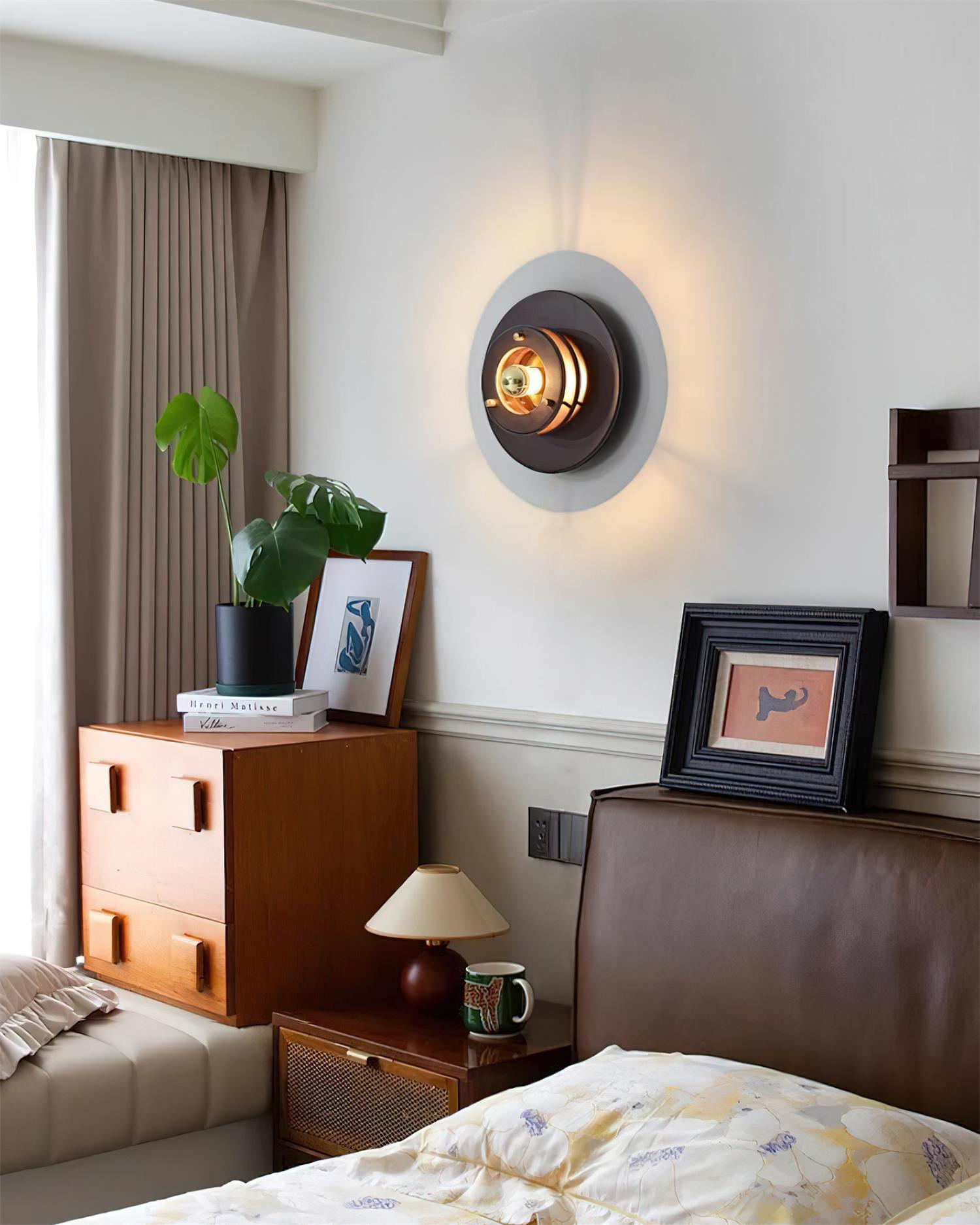 Jaima Wall Lamp Rubber Wood Ring Gold - Letslighting