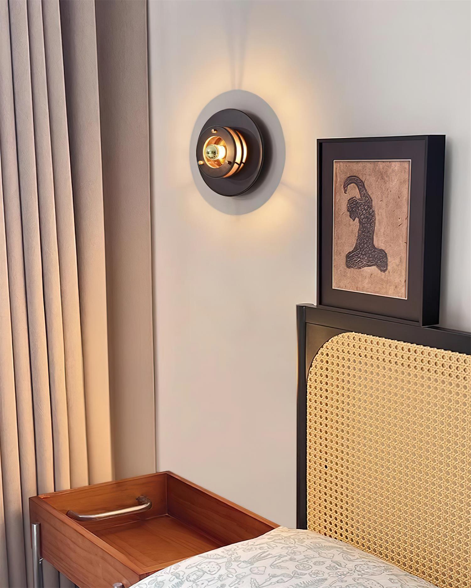 Jaima Wall Lamp Rubber Wood Ring Gold - Letslighting