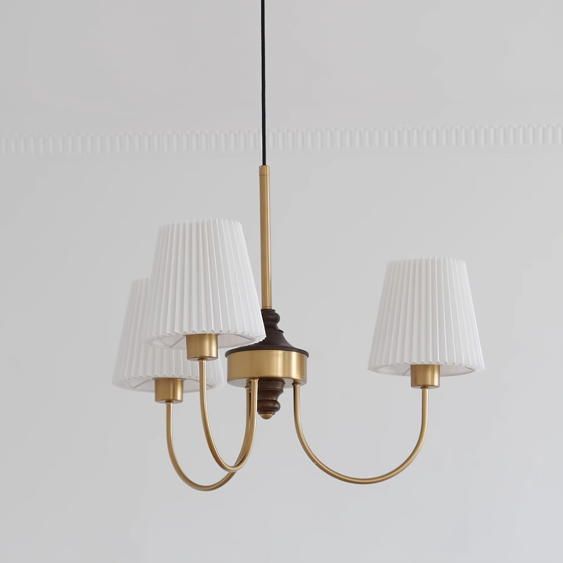 Jeremiah Chandelier Brass White Pleated - Letslighting
