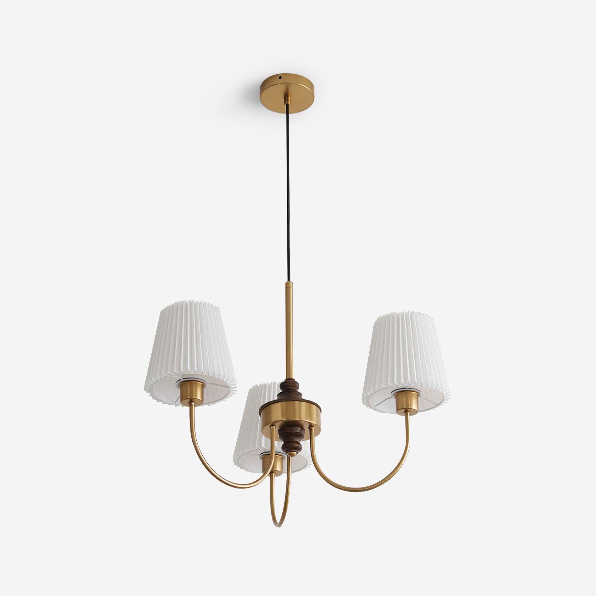 Jeremiah Chandelier Brass White Pleated - Letslighting