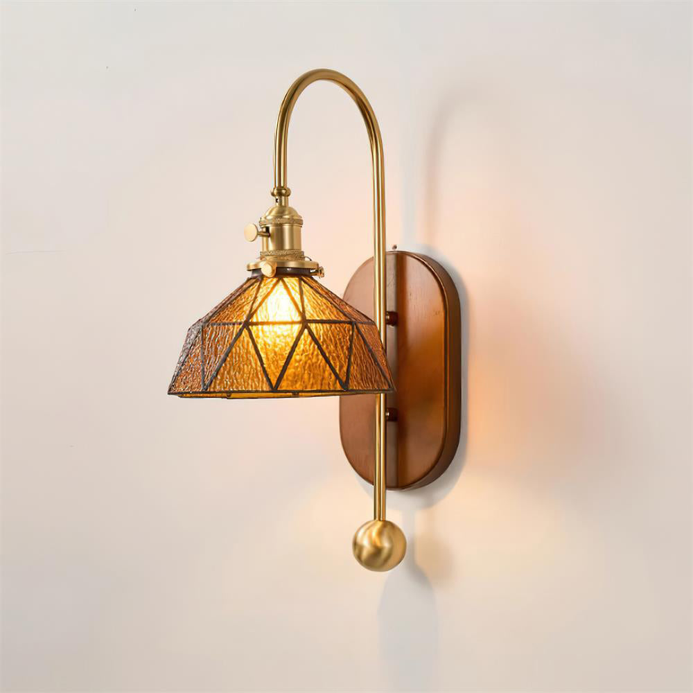 Wall Lamp and Glass Smooth Globe with Wooden Backplate - Letslighting