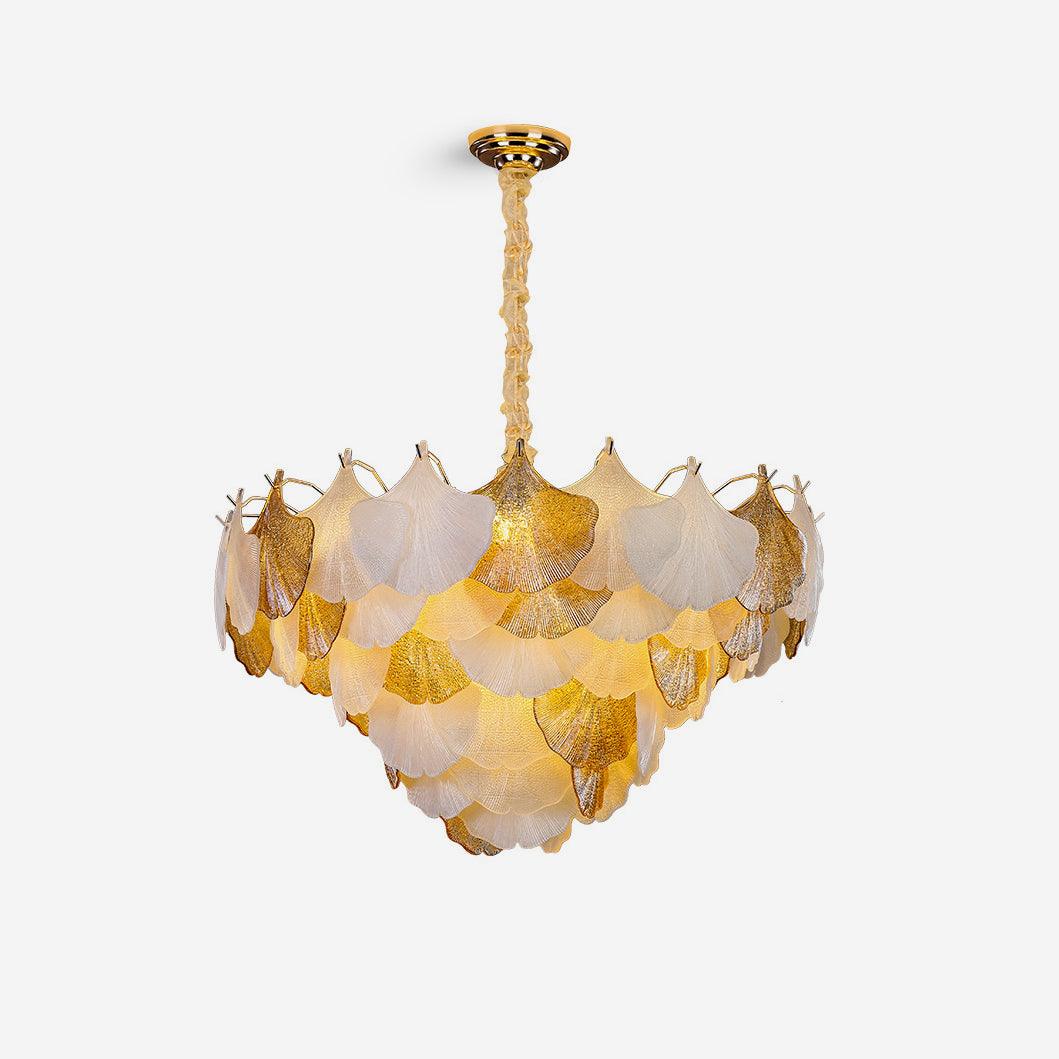 Fionel Amber and White Glass Leaf Chandelier - Letslighting