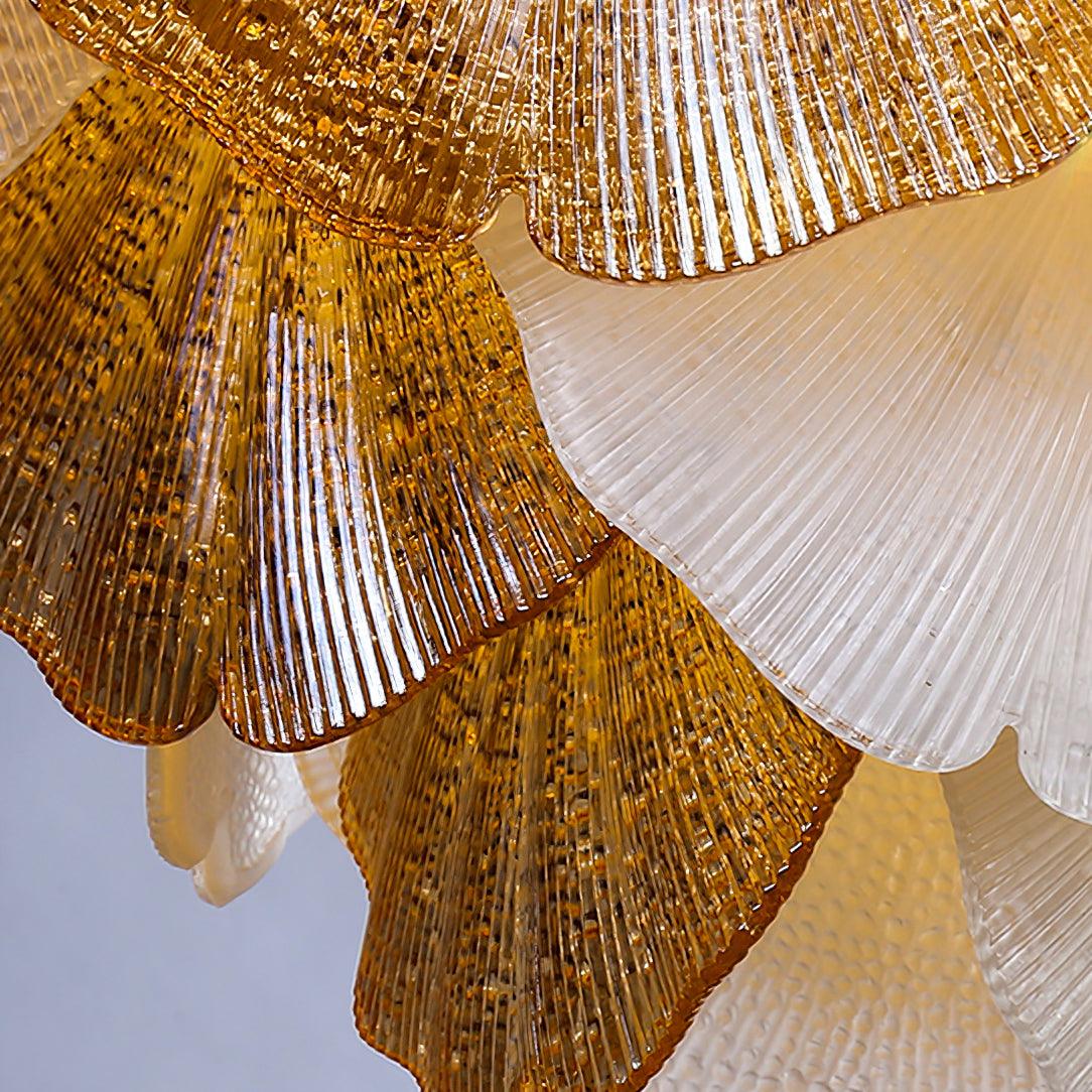 Fionel Amber and White Glass Leaf Chandelier - Letslighting