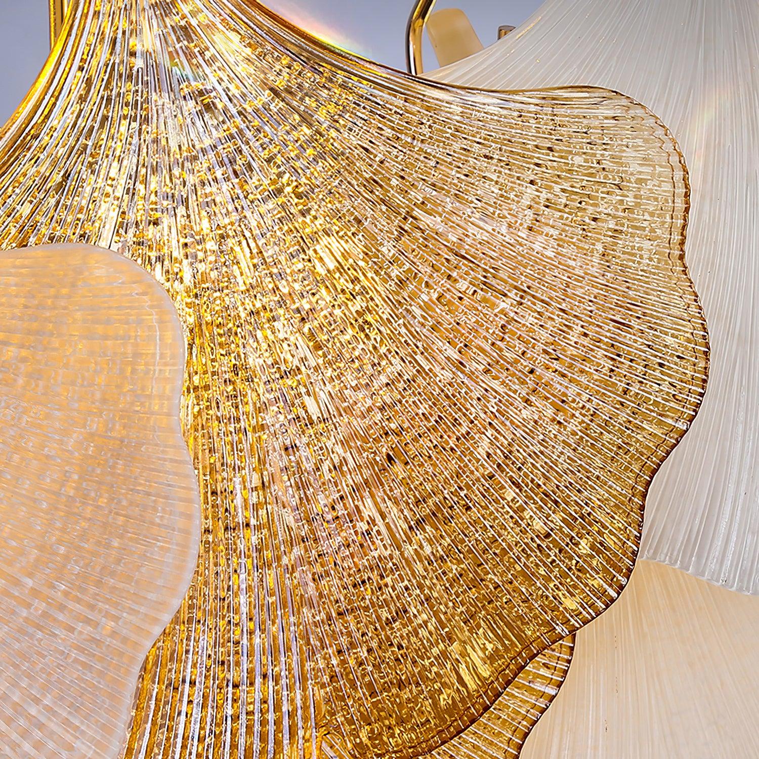 Fionel Amber and White Glass Leaf Chandelier - Letslighting