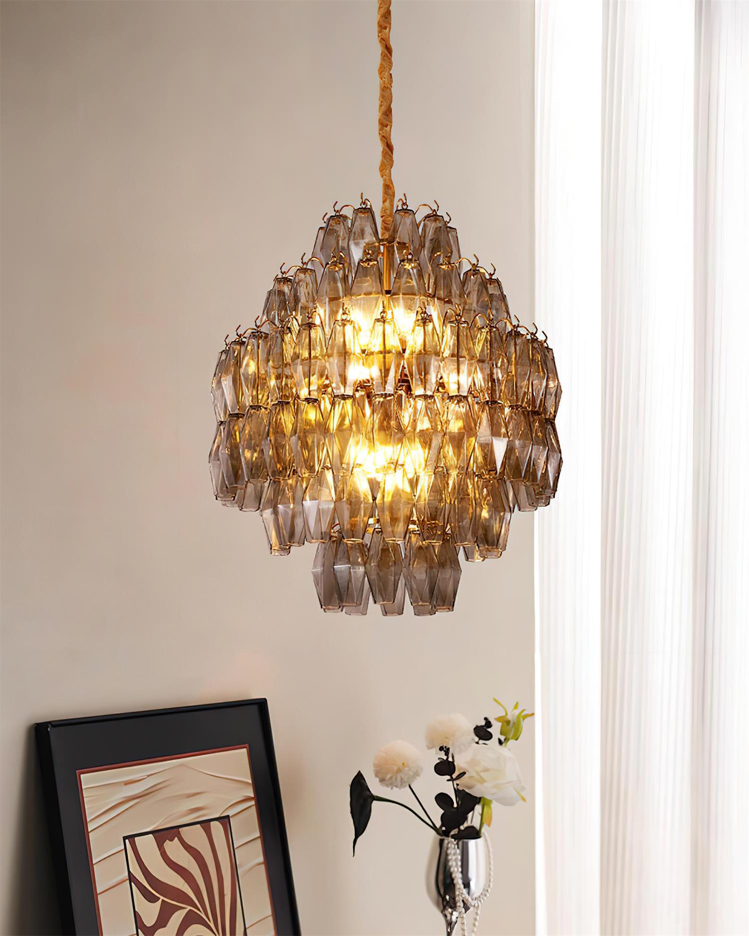 Kaelis Chandelier Tiered Prism Cascade - Letslighting