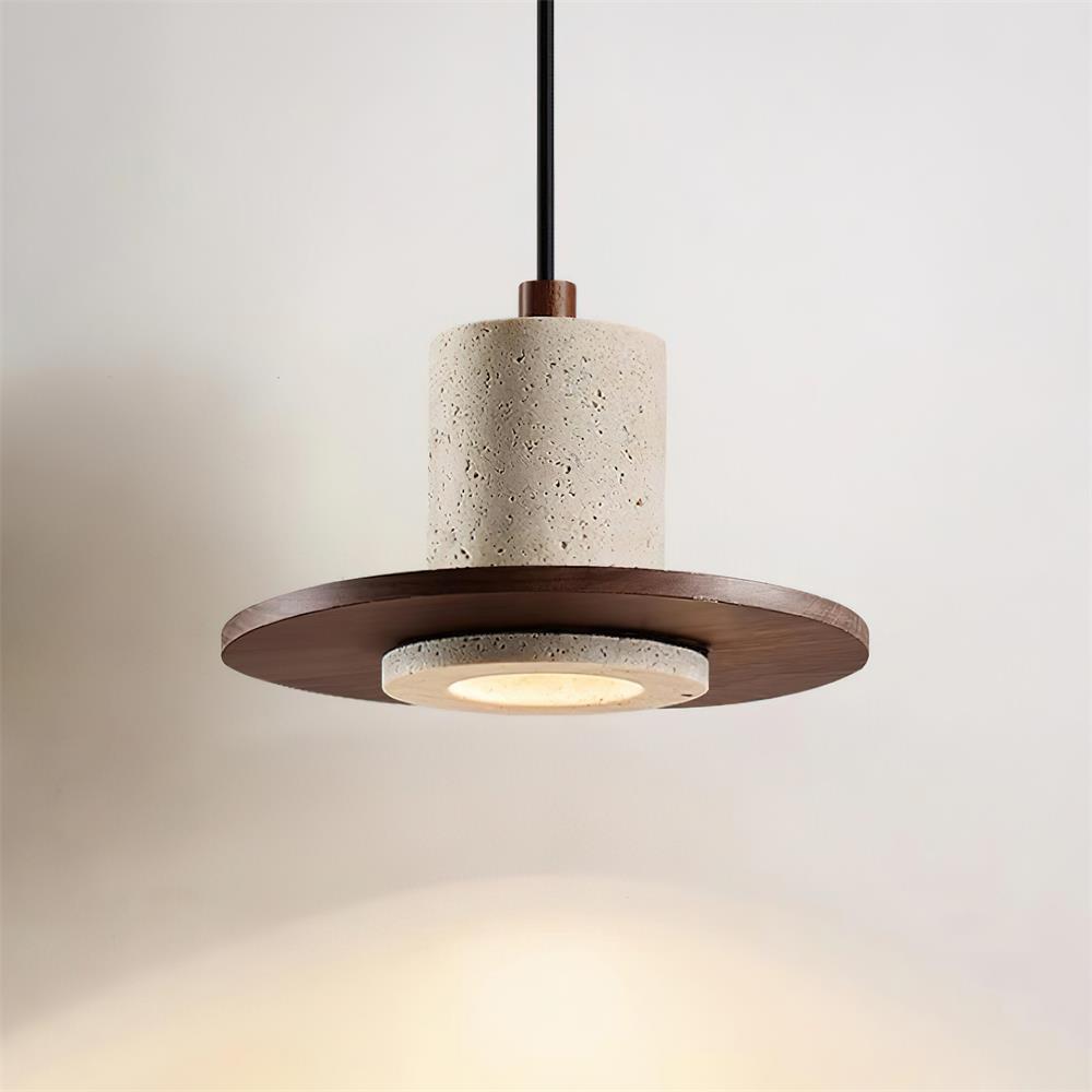 Ritta Travertine Pendant Light Top‐Hat Silhouette - Letslighting