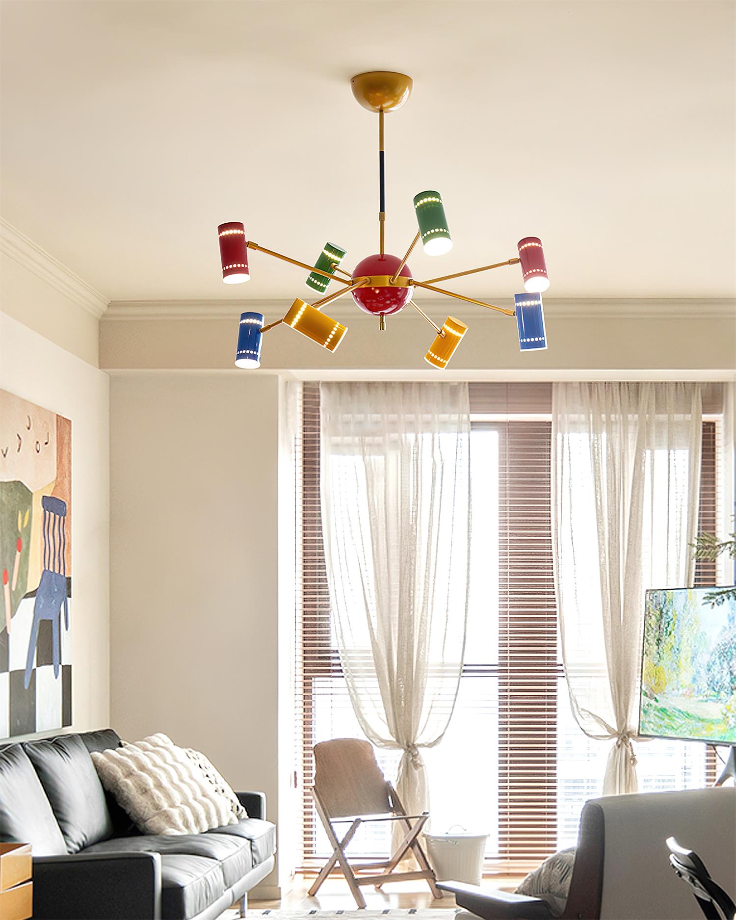 Kaleido Chandelier with Colorful Spoke Accents - Letslighting