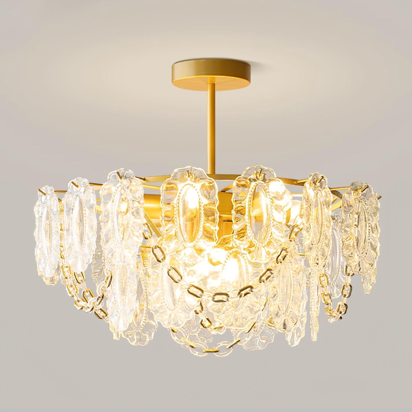 Katia Chandelier Crystal Glass Cascades Gold - Letslighting