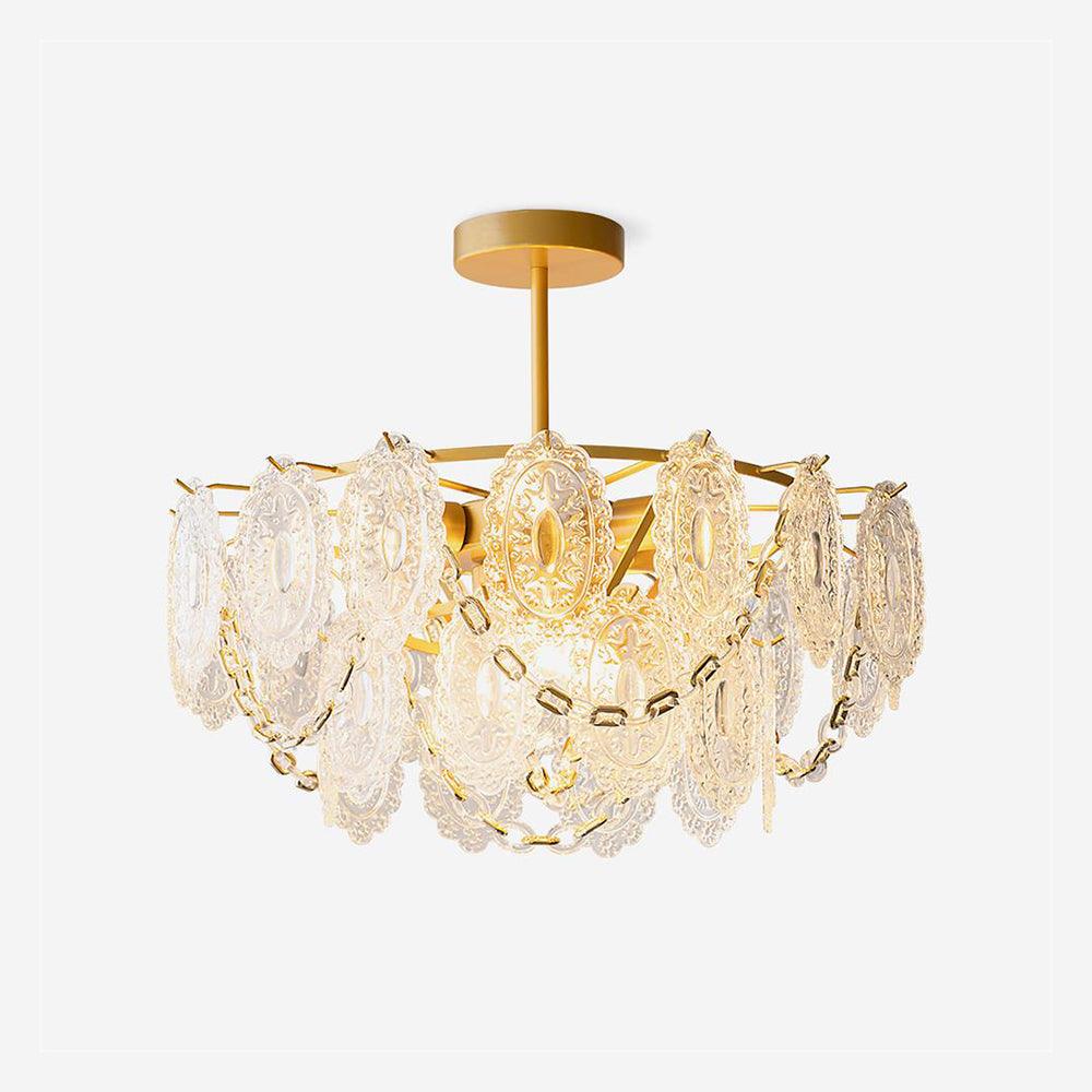 Katia Chandelier Crystal Glass Cascades Gold - Letslighting