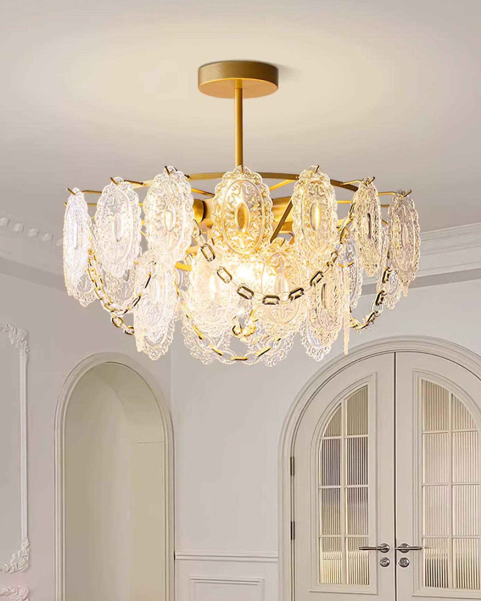 Katia Chandelier Crystal Glass Cascades Gold - Letslighting