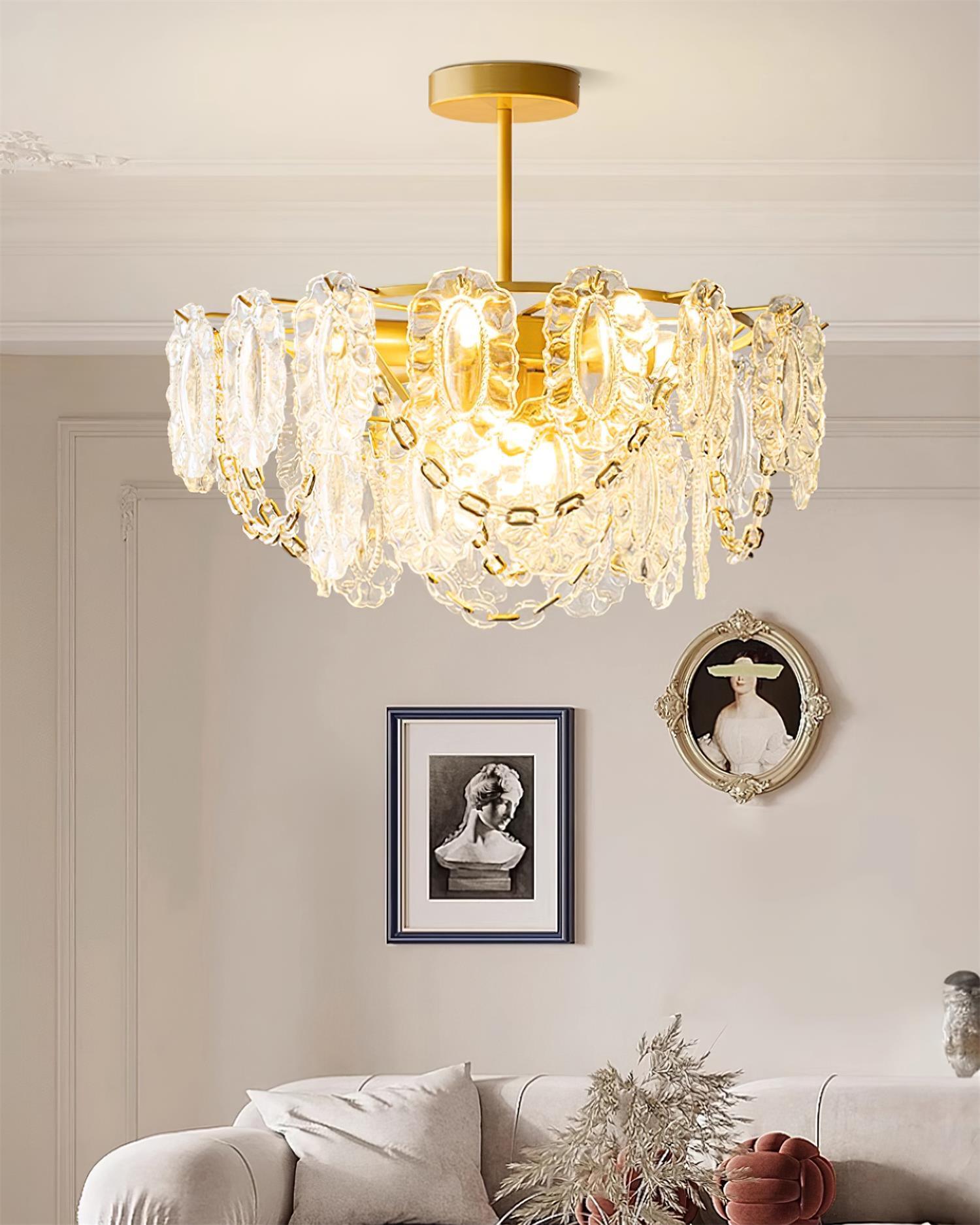 Katia Chandelier Crystal Glass Cascades Gold - Letslighting