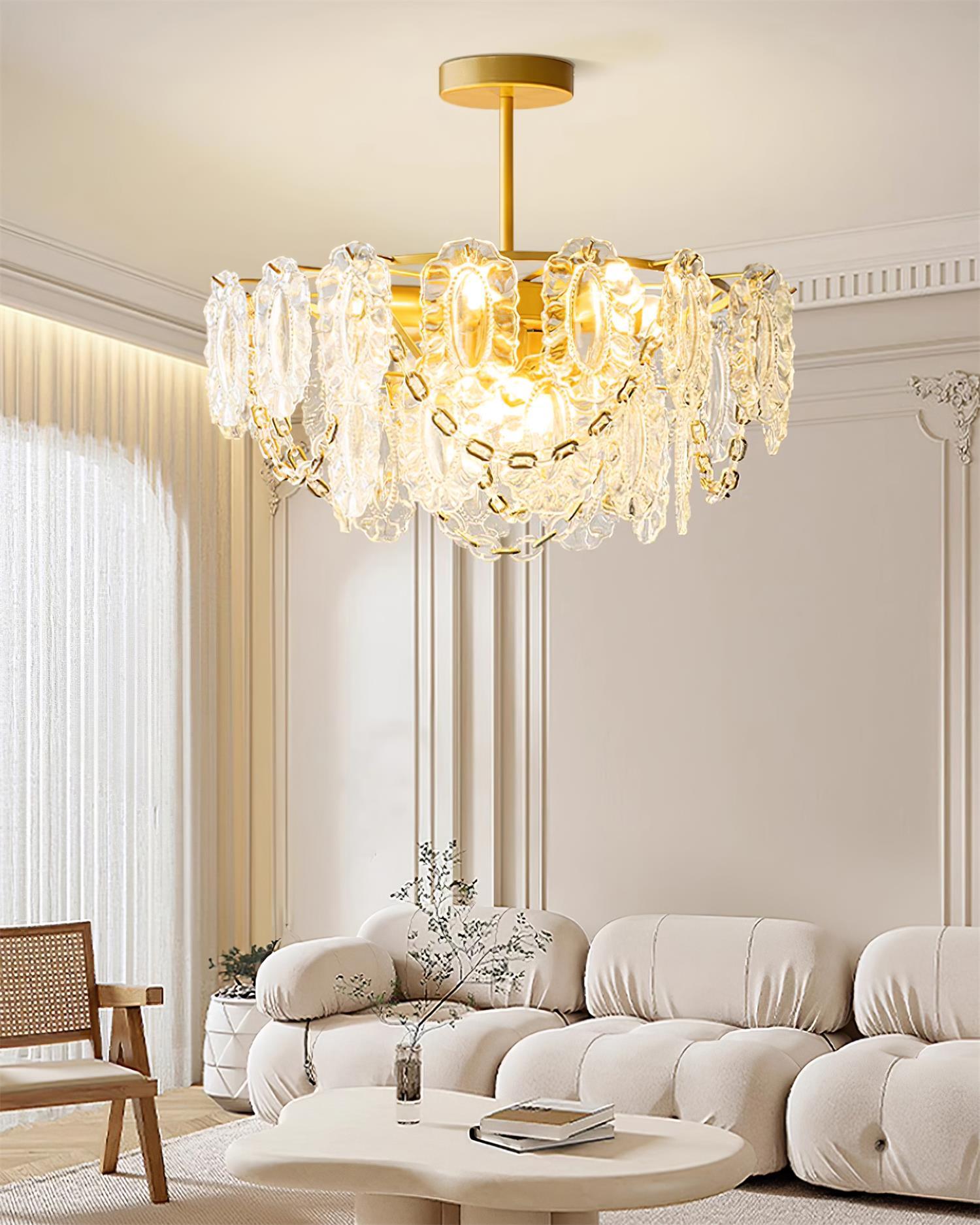 Katia Chandelier Crystal Glass Cascades Gold - Letslighting
