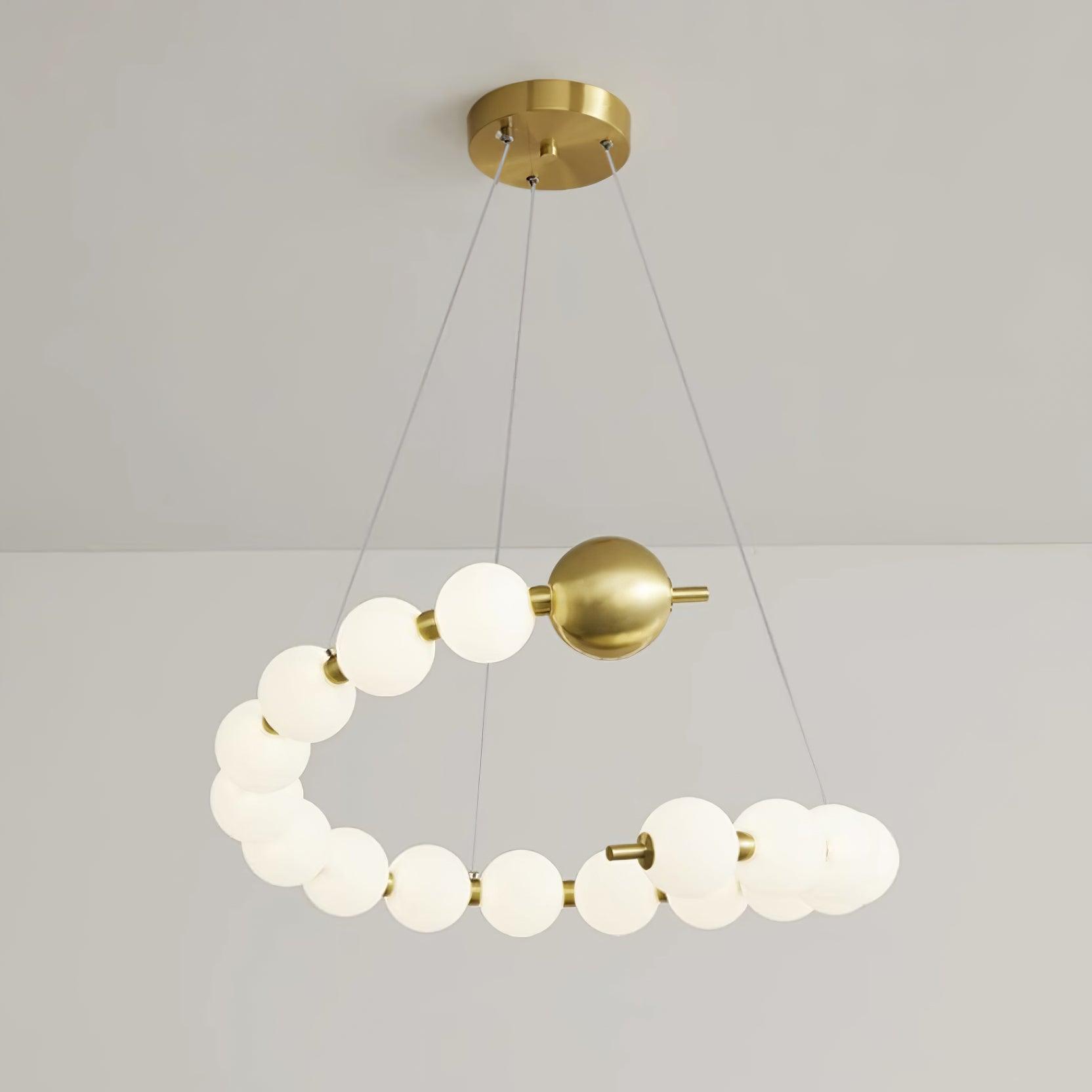 Chandelier Brass Ring Acrylic Spheres Modern Minimalist - Letslighting